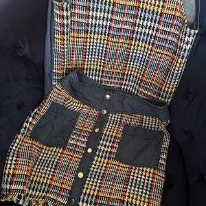 Zara tweed/denim skirt set
